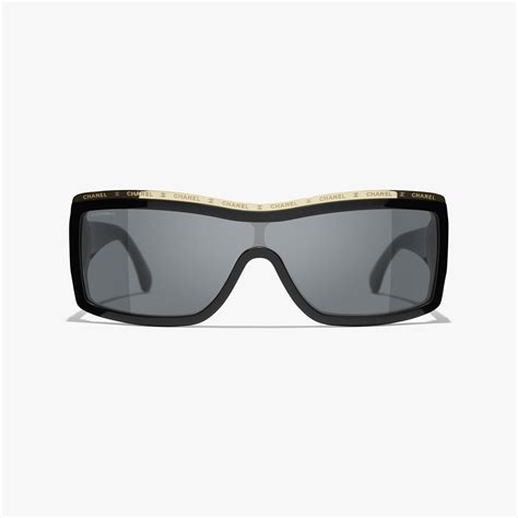 chanel shield sunglasses black